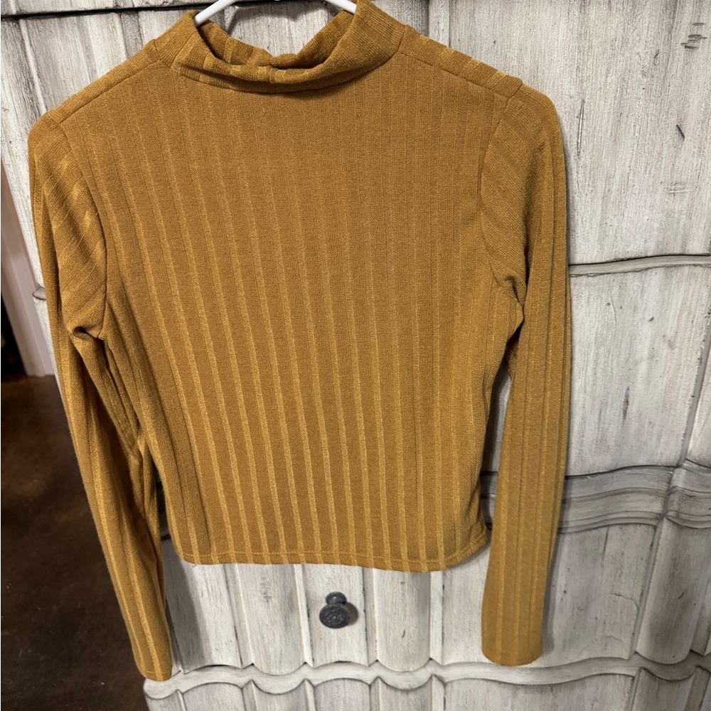 Olivia Rae Mustard Ribbed Long Sleeve Top - Picture 2 of 3